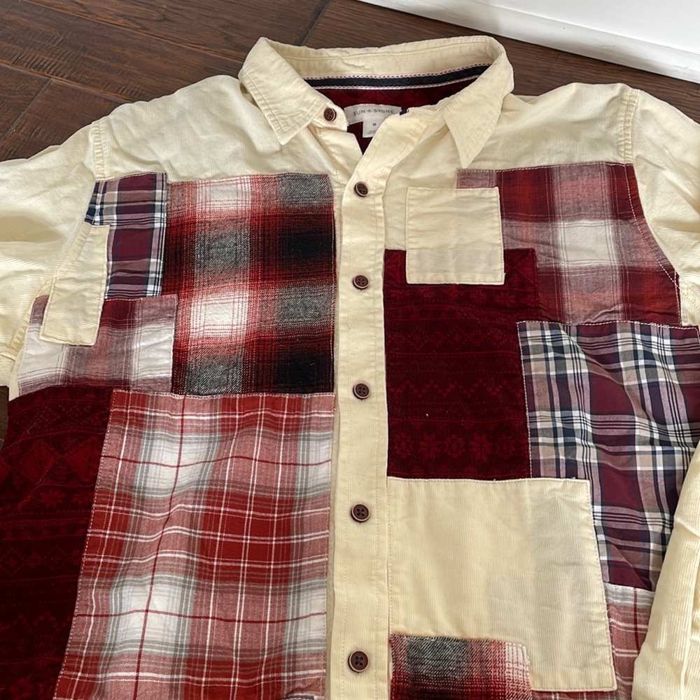 Urban Outfitters Men’s Corduroy Flannel Patch Shirt - Size Medium